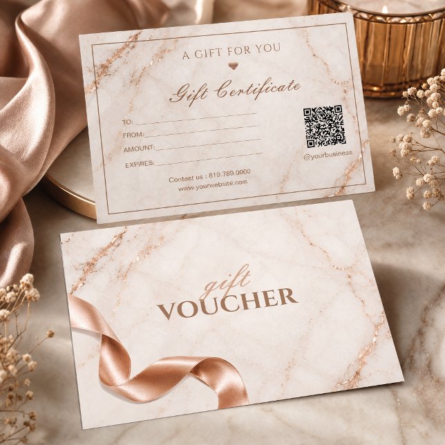 Certificat Cadeau en Marbre de Luxe | Beauté Rose  (Luxury Marble Gift Certificate | Rose Gold Beauty #giftcertificate #giftvoucher)