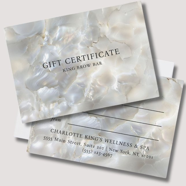 CERTIFICAT CADEAU EN MARBRE EN ARGENT BLANC (MARBEL WHITE-SILVER SALON GIFT CERTIFICATE)