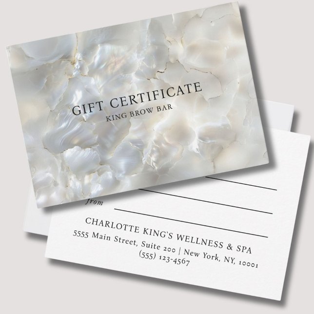 CERTIFICAT CADEAU EN MARBRE EN ARGENT BLANC (MARBEL WHITE-SILVER SALON GIFT CERTIFICATE)