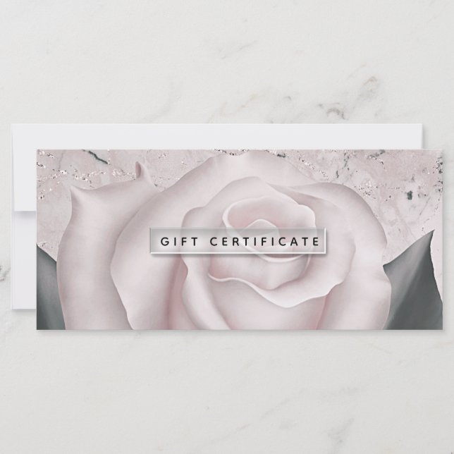 Certificat Cadeau en Marbre Moderne Rose Blanche T (Devant)