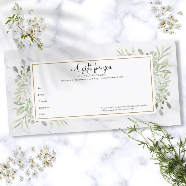 Certificat Cadeau en Marbre Naturel de Verdure (Greenery Natural Marble Gift Certificate)