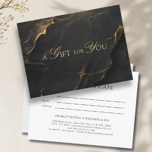 Certificat Cadeau en Marbre Noir Élégant