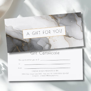 Certificat Cadeau en Marbre Noir Gris Or Luxe