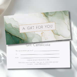 Certificat Cadeau en Marbre Vert Luxe Or