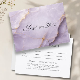 Certificat Cadeau en Marbre Violet Élégant