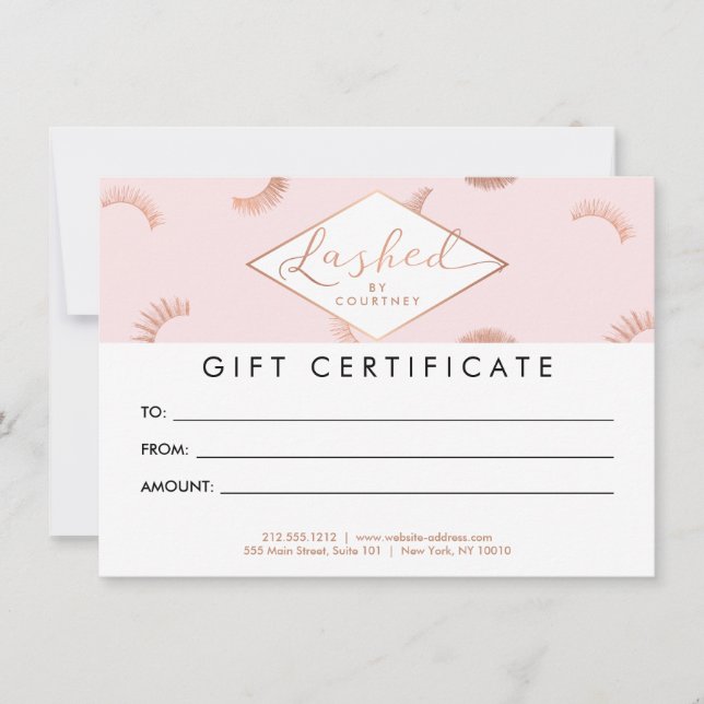 Certificat cadeau en or rose/Rose texte pointillé (Devant)