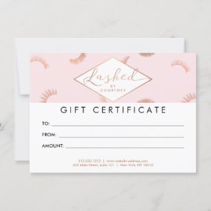 Certificat cadeau en or rose/Rose texte pointillé