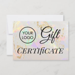 certificat cadeau en pierre d'opale blanche logo
