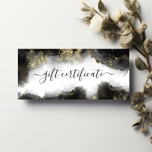 Certificat Cadeau Encre Liquide Moderne Noir Et Or