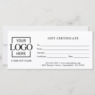 Certificat Cadeau Entreprise Blanc Simple Moderne
