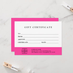 Certificat Cadeau Entreprise Élégant Moderne Perso