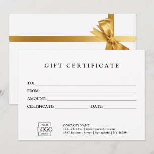 Certificat Cadeau Entreprise Élégant Moderne Perso