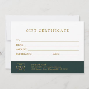 Certificat Cadeau Entreprise Élégant Moderne Perso