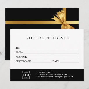 Certificat Cadeau Entreprise Élégant Moderne Perso