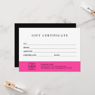 Certificat Cadeau Entreprise Élégant Moderne Perso
