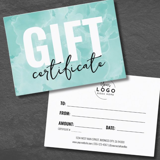 Certificat Cadeau Entreprise Logo Aquarellisé (Watercolor Your Logo Business Gift Certificate)