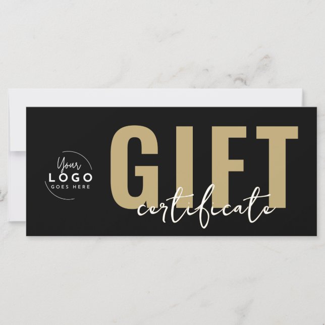 Certificat Cadeau Entreprise Logo Moderne Noir Or (Devant)