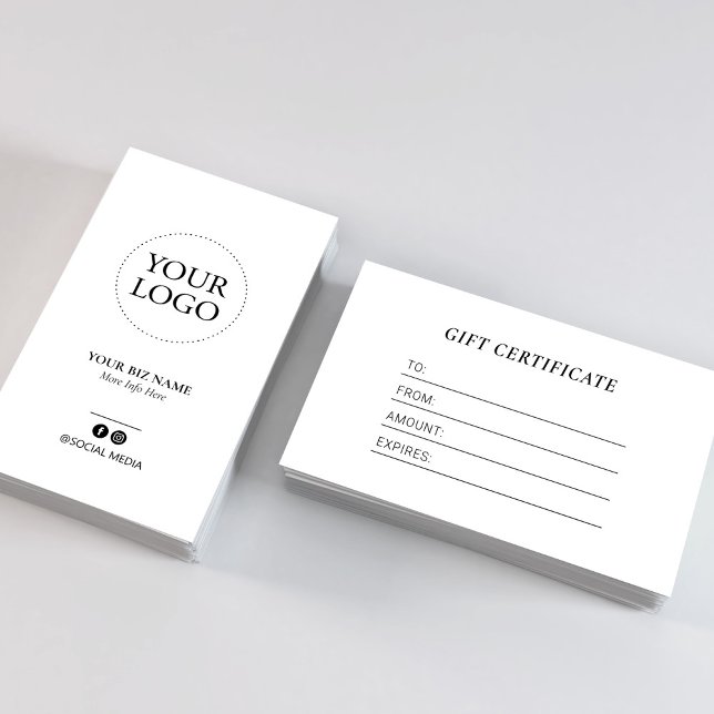 Certificat Cadeau Entreprise Logo Noir Blanc Moder (Créateur téléchargé)