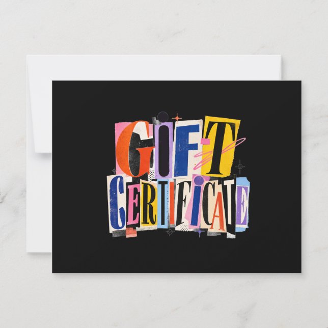 Certificat Cadeau Entreprise Noir Coloré (Devant)