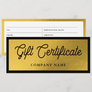 Certificat Cadeau Entreprise Or Noir