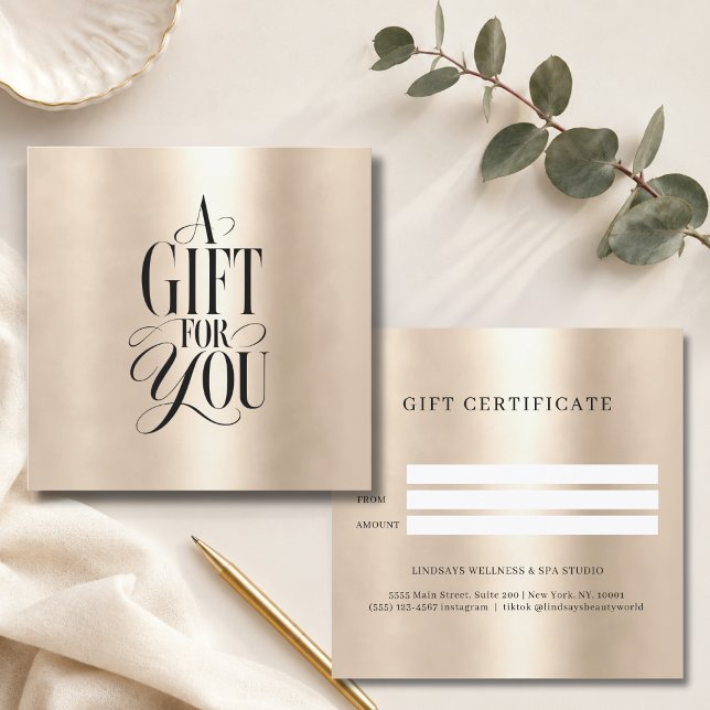 Certificat Cadeau Entreprise Or Police De Caractèr (Modern Script Font Business Gold Gift Certificate)