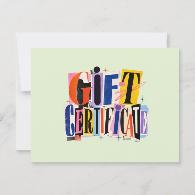 Certificat Cadeau Entreprise Vert Coloré (Devant)