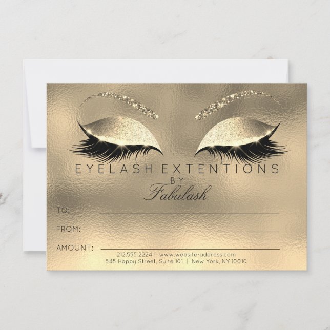 Certificat Cadeau Extension de Cils Golden Lashes (Devant)