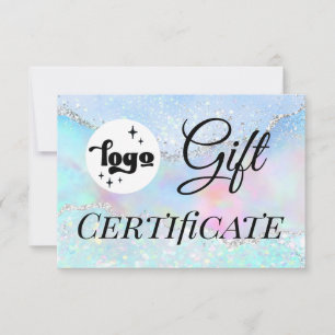 certificat cadeau faux glitter pastel logo
