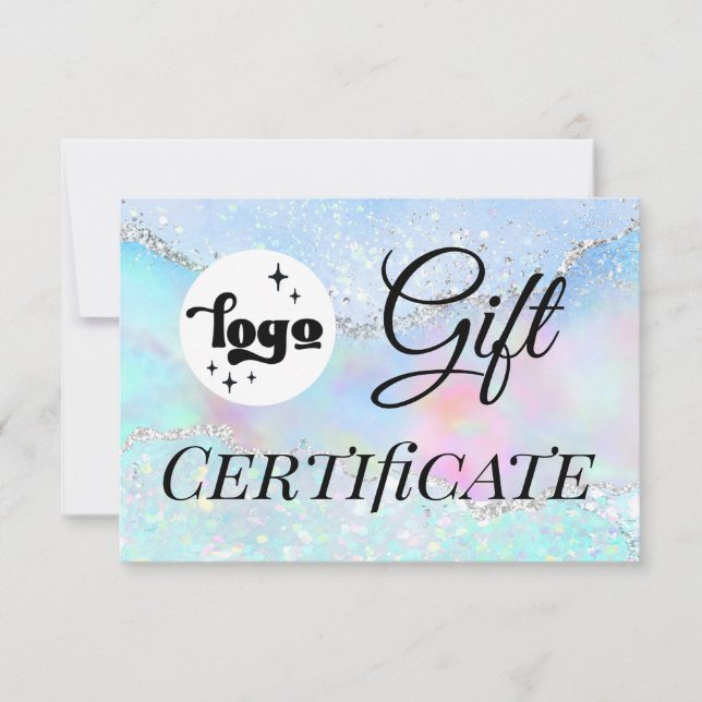 certificat cadeau faux glitter pastel logo (Devant)