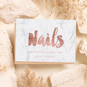 Certificat cadeau faux rose or girly Nails marbre