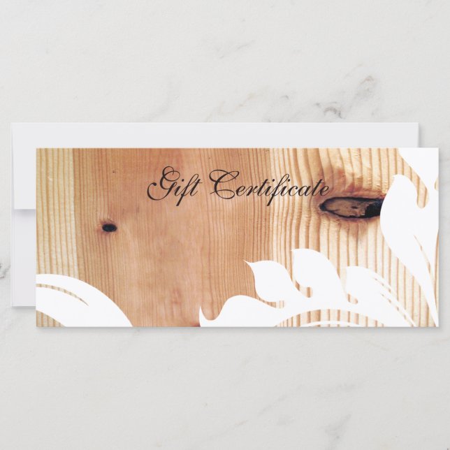Certificat cadeau Faux Wood et White Floral (Devant)