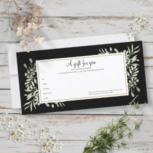 Certificat Cadeau Feuillage Vert Noir Et Blanc