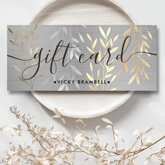 Certificat cadeau Feuille Gold & Silver Metal de l (Luxury Metal Gold & Silver Leaves Gift Certificate)
