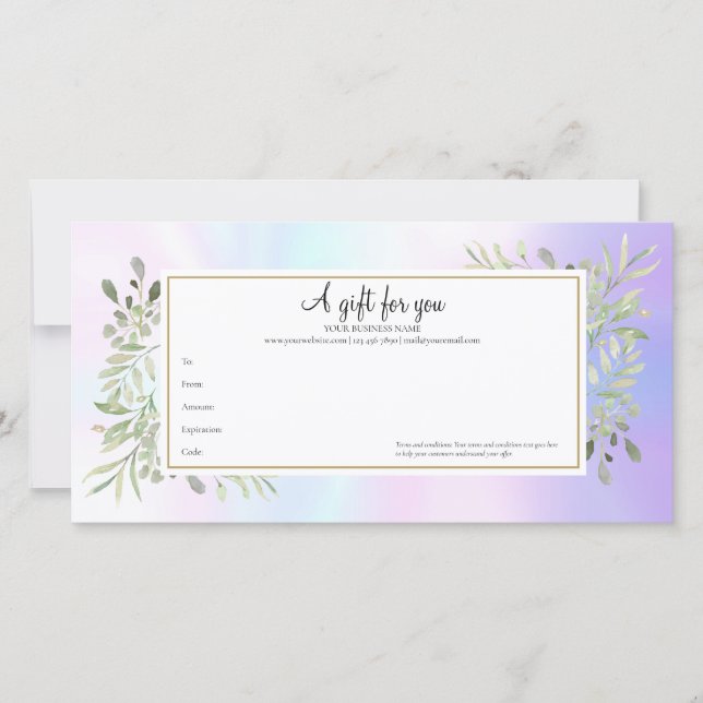 Certificat cadeau Feuille Holographique Spring (Devant)