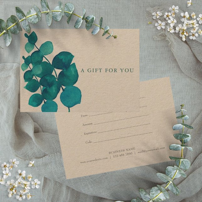 Certificat Cadeau Feuilles d'Eucalyptus Rustique É (Elegant Rustic Eucalyptus Leaves Gift Certificate)