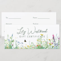 Certificat Cadeau Fleur de Fleuriste Aquarelle