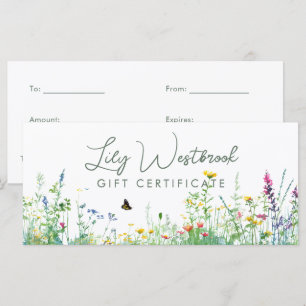 Certificat Cadeau Fleur de Fleuriste Aquarelle