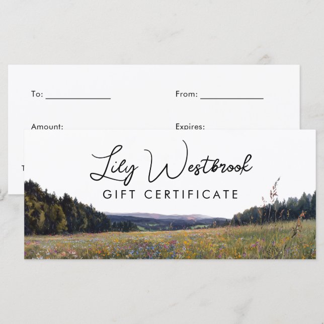 Certificat Cadeau Fleur de Florale Aquarelle (Devant / Derrière)