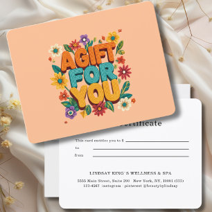Certificat Cadeau Fleur Orange Rétro
