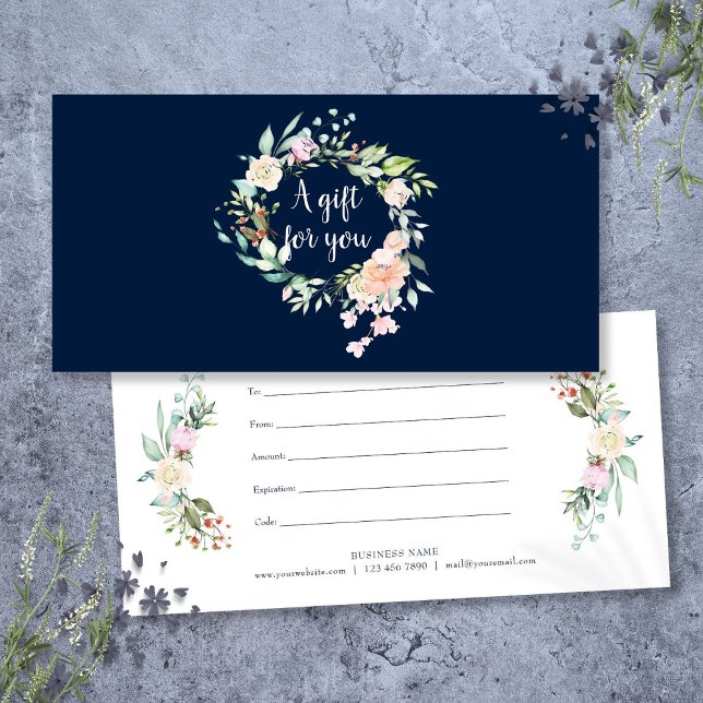 Certificat Cadeau Fleurs Aquarelle Guirlande de Ro (Roses Garland Watercolor Floral Gift Certificate)