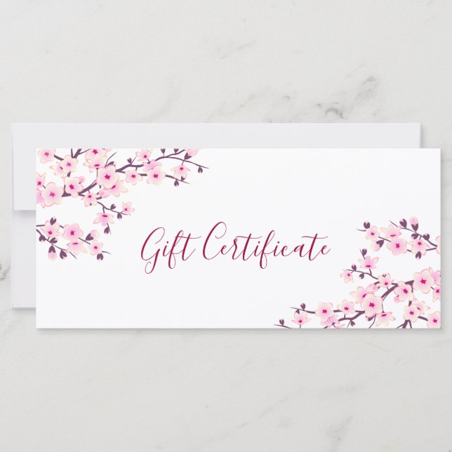 Certificat Cadeau Fleurs de Cerisier Rose Blanc (Devant)