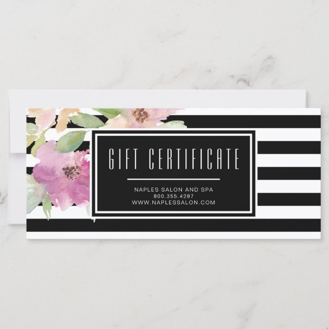 Certificat cadeau Fleurs et Grilles d'aquarelle (Devant)