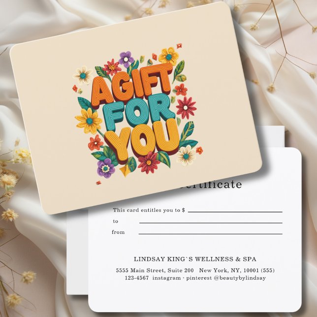 Certificat Cadeau Floral Rétro Beige (Retro Floral Beige Gift Certificate)