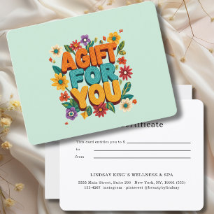 Certificat Cadeau Floral Rétro Vert