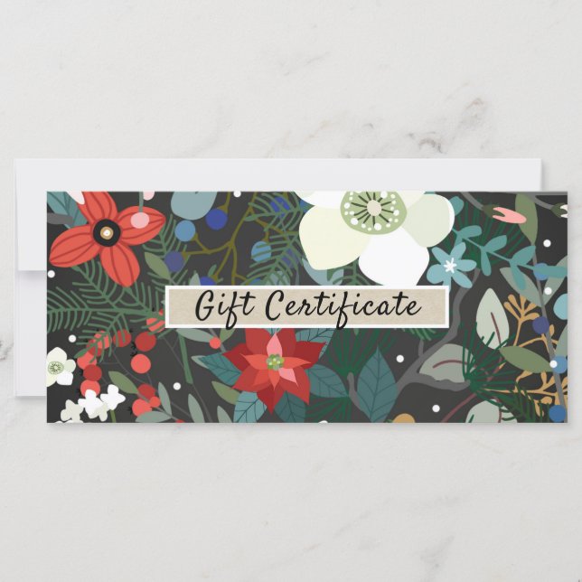 Certificat Cadeau Foncé Moderne Floral Funky Audac (Devant)