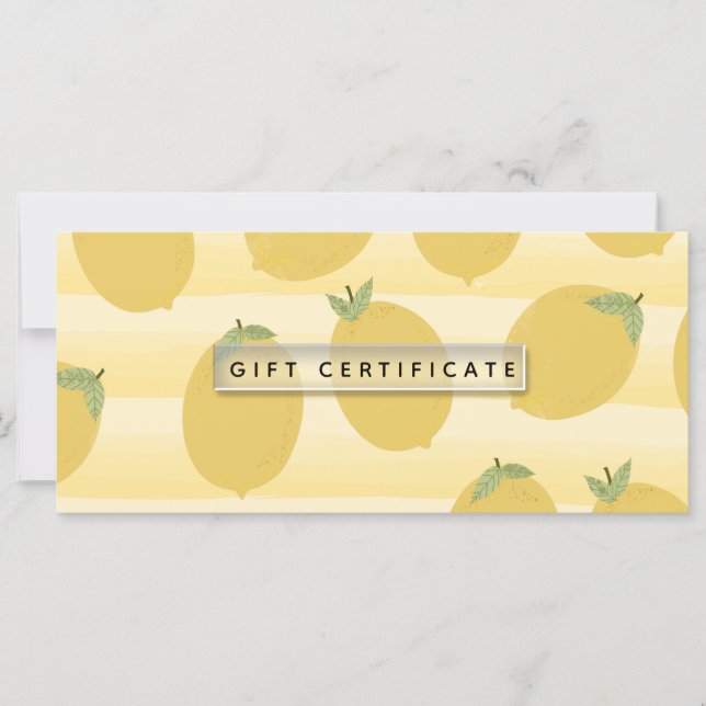 Certificat Cadeau Fruits d'Été Citrons Jaunes (Devant)