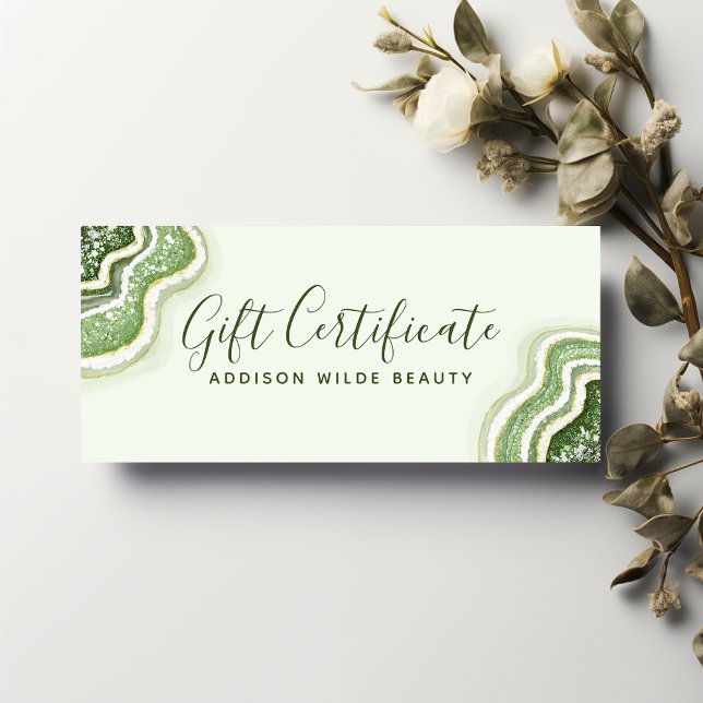 Certificat Cadeau Géode d'Agate Vert Émeraude Pail (Créateur téléchargé)
