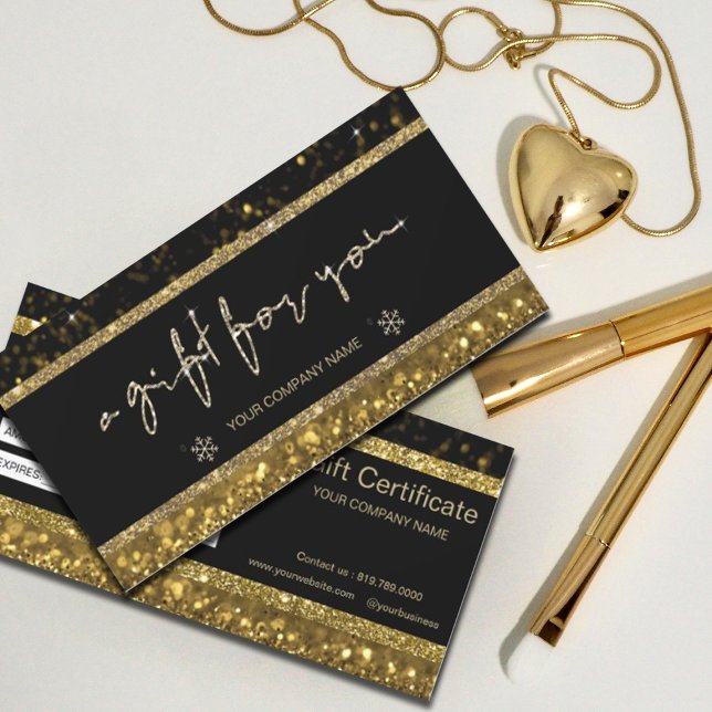 Certificat cadeau Gold Faux Parties scintillant (#zazzlemade #giftcard #glittergold #certificate)