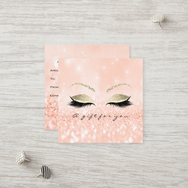 Certificat cadeau Gold Parties scintillant Lashes  (Devant/Arrière en situation)