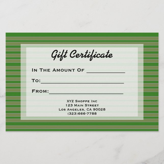 Certificat cadeau Green Stripes (Devant)